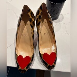 Christian Louboutin Leopard Heels with Red Heart
